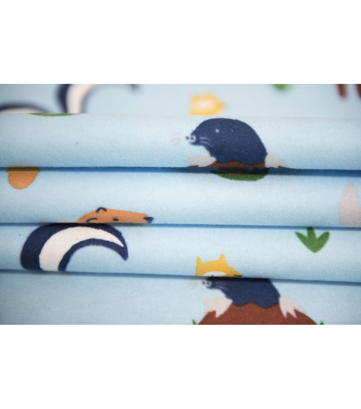 Light Blue Woodland Animals Super Snuggle Flannel Fabric By POP!