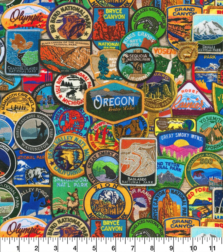 Robert Kaufman Multicolor National Parks Novelty Cotton Fabric