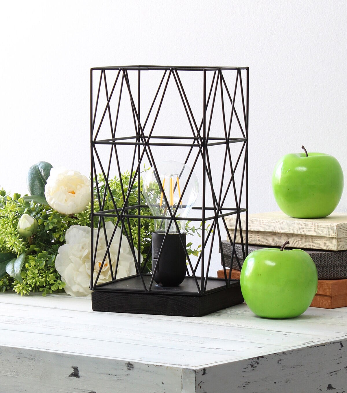 All The Rages Black Geometric Square Metal Table Lamp