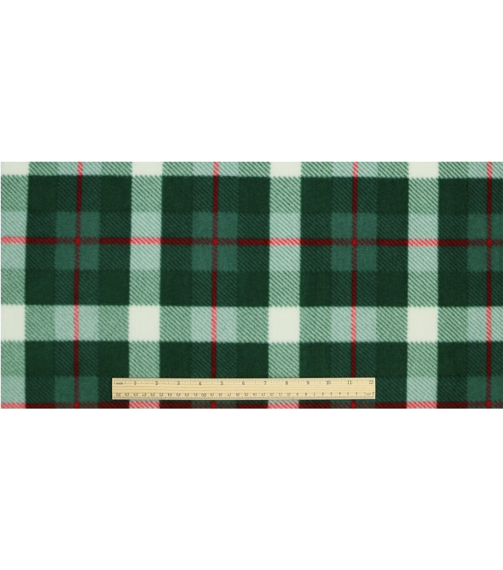 Green Plaid Anti Pill Fleece Fabric