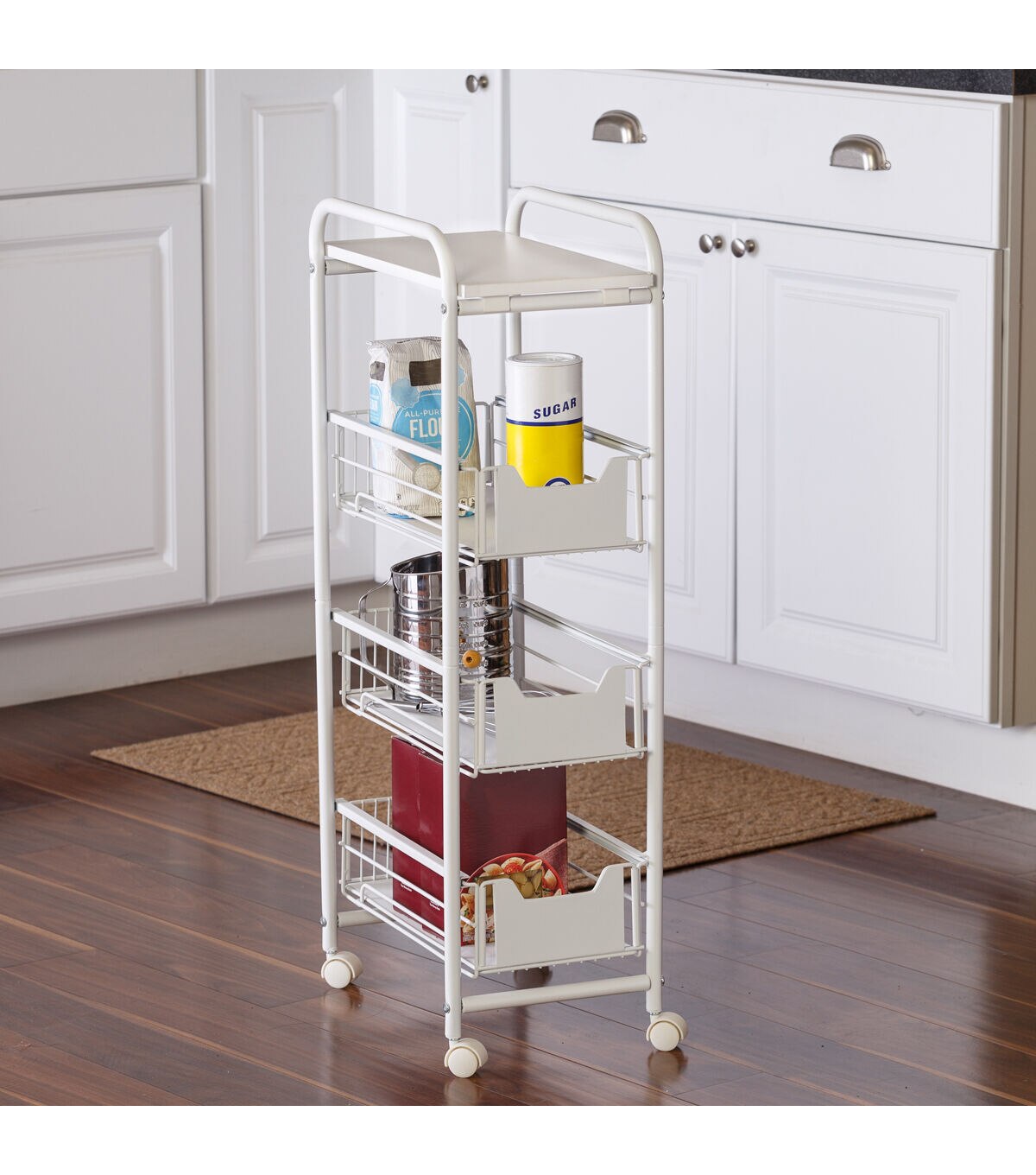 Honey Can Do 15 x 33 White 4 Drawer Slim Rolling Cart