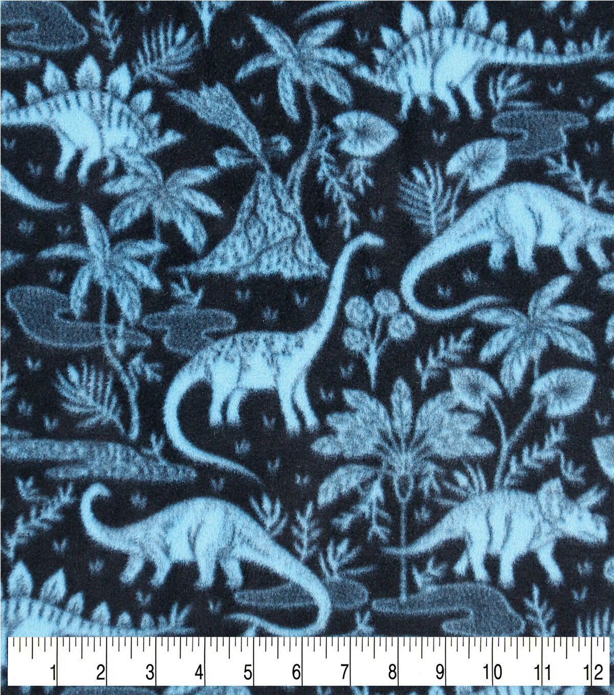 Blue Dino Scenic Anti Pill Fleece Fabric