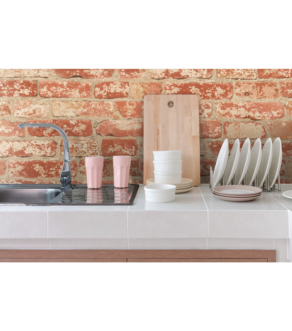 RoomMates Wallpaper Stuccoed Red Brick