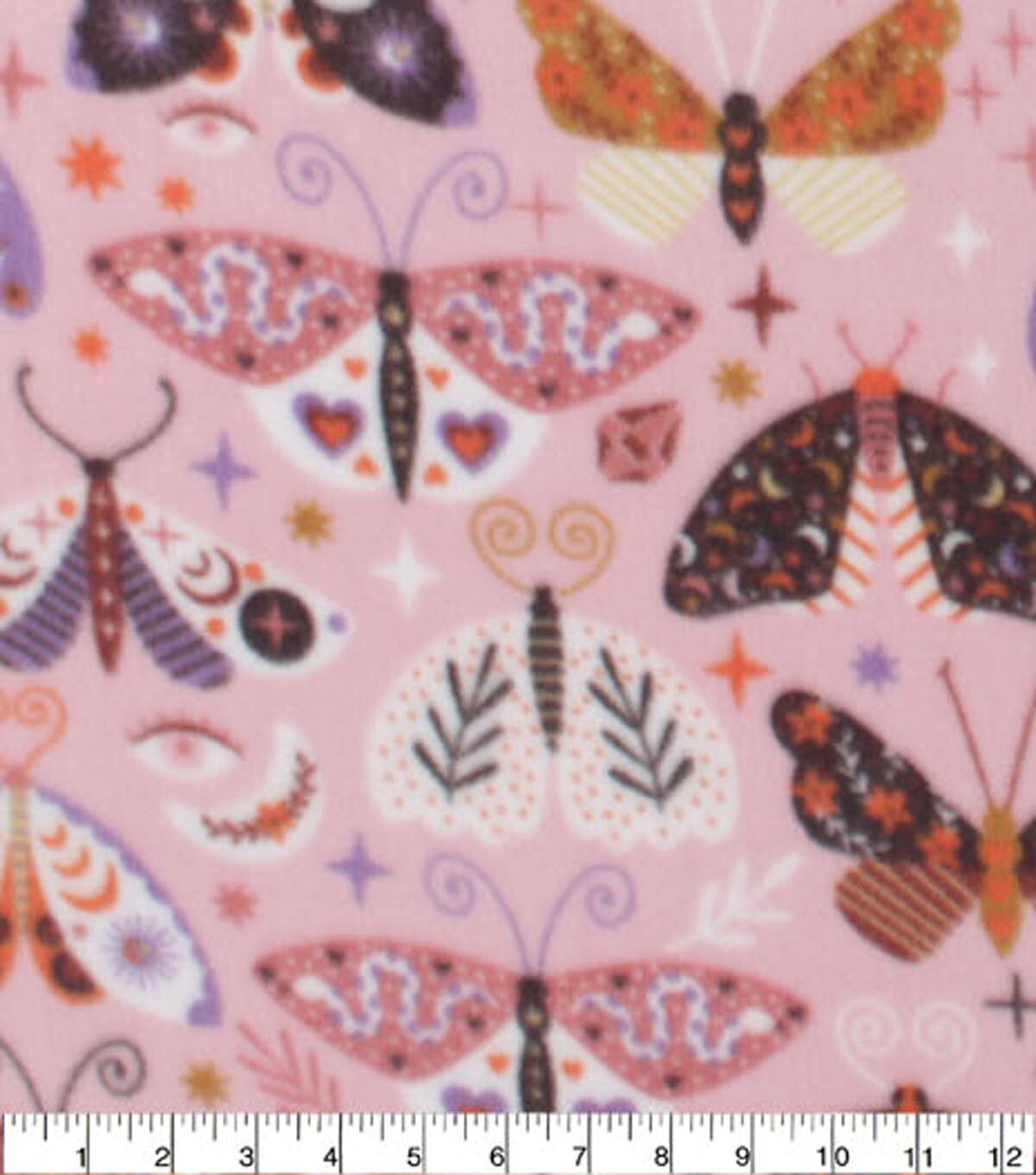 Pink & Orange Mystic Butterflies Anti Pill Fleece Fabric