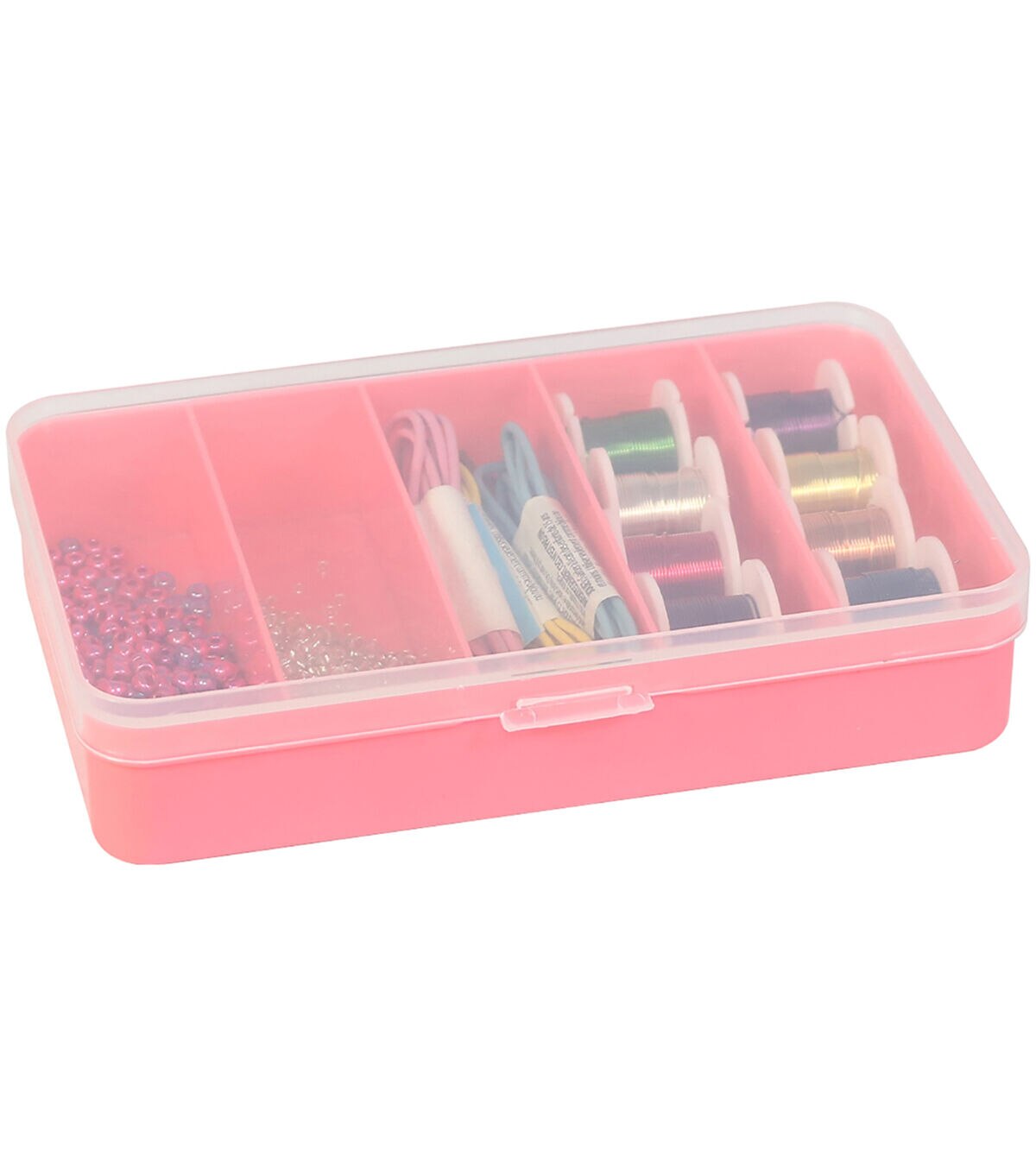 Everything Mary 6 Coral 5 Compartment Plastic Storage Box With Lid