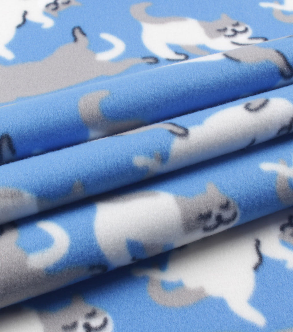 Cats on Blue Blizzard Fleece Fabric