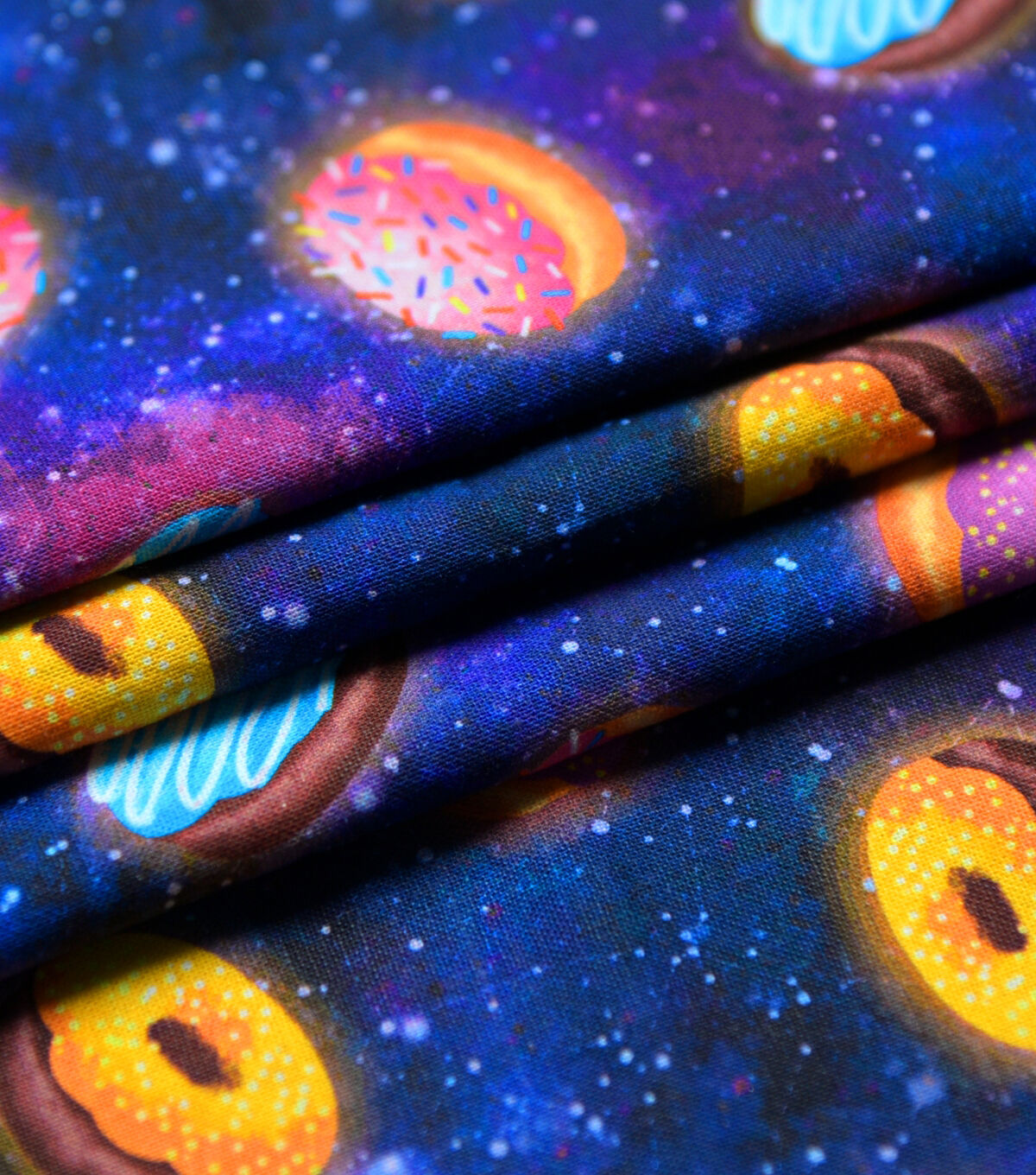 Blue Donuts In Space Novelty Cotton Fabric