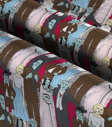 Munsters Cast Packed Halloween Cotton Fabric