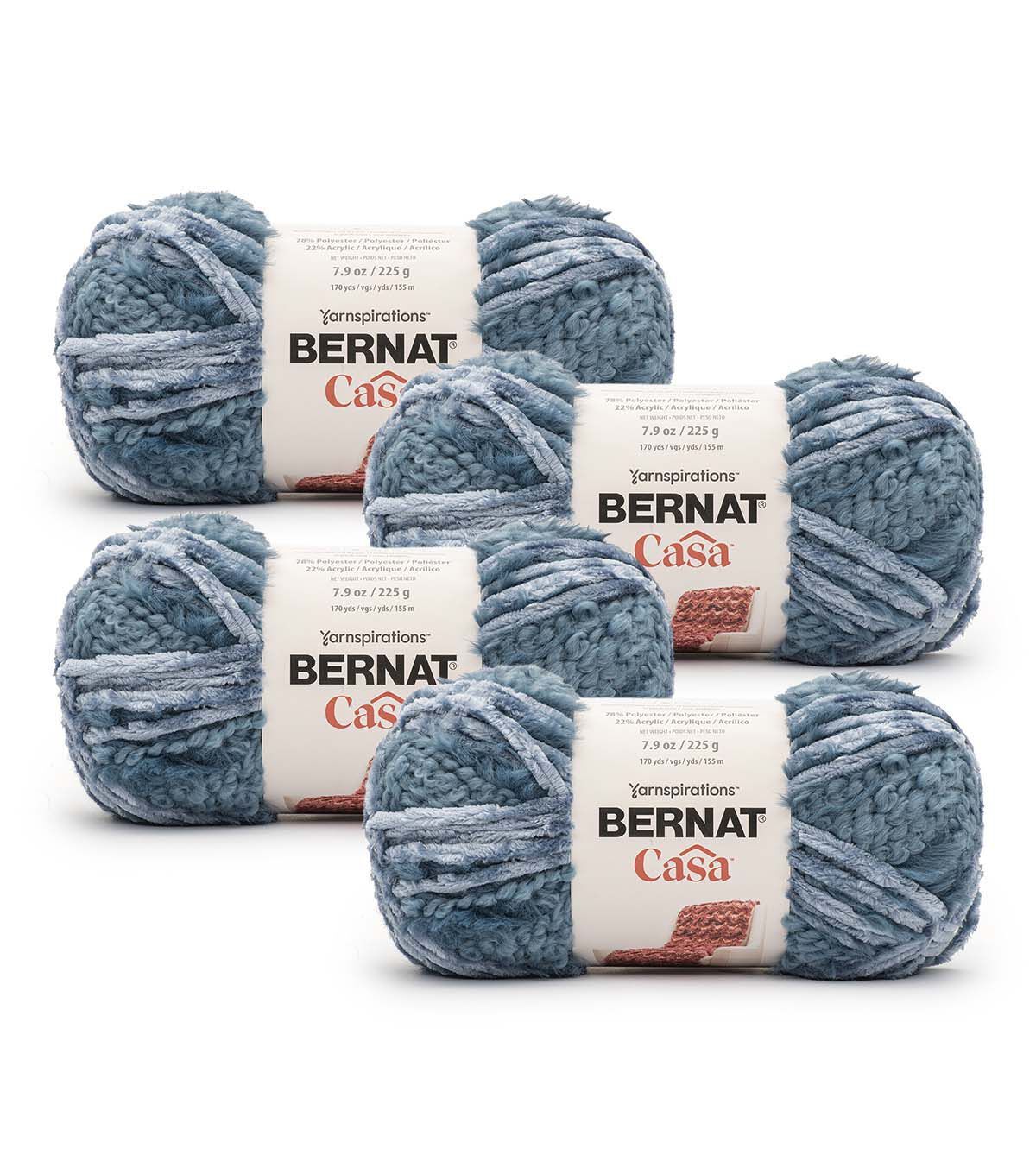 Bernat Casa 170yds Super Bulky Polyester Yarn 4 Bundle