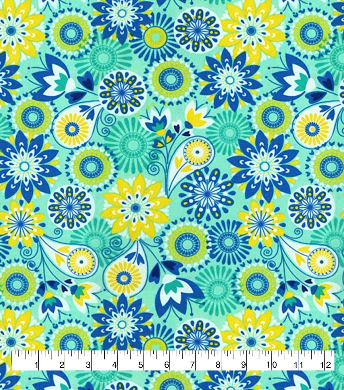 Floral Medallion Aqua Super Snuggle Flannel Fabric