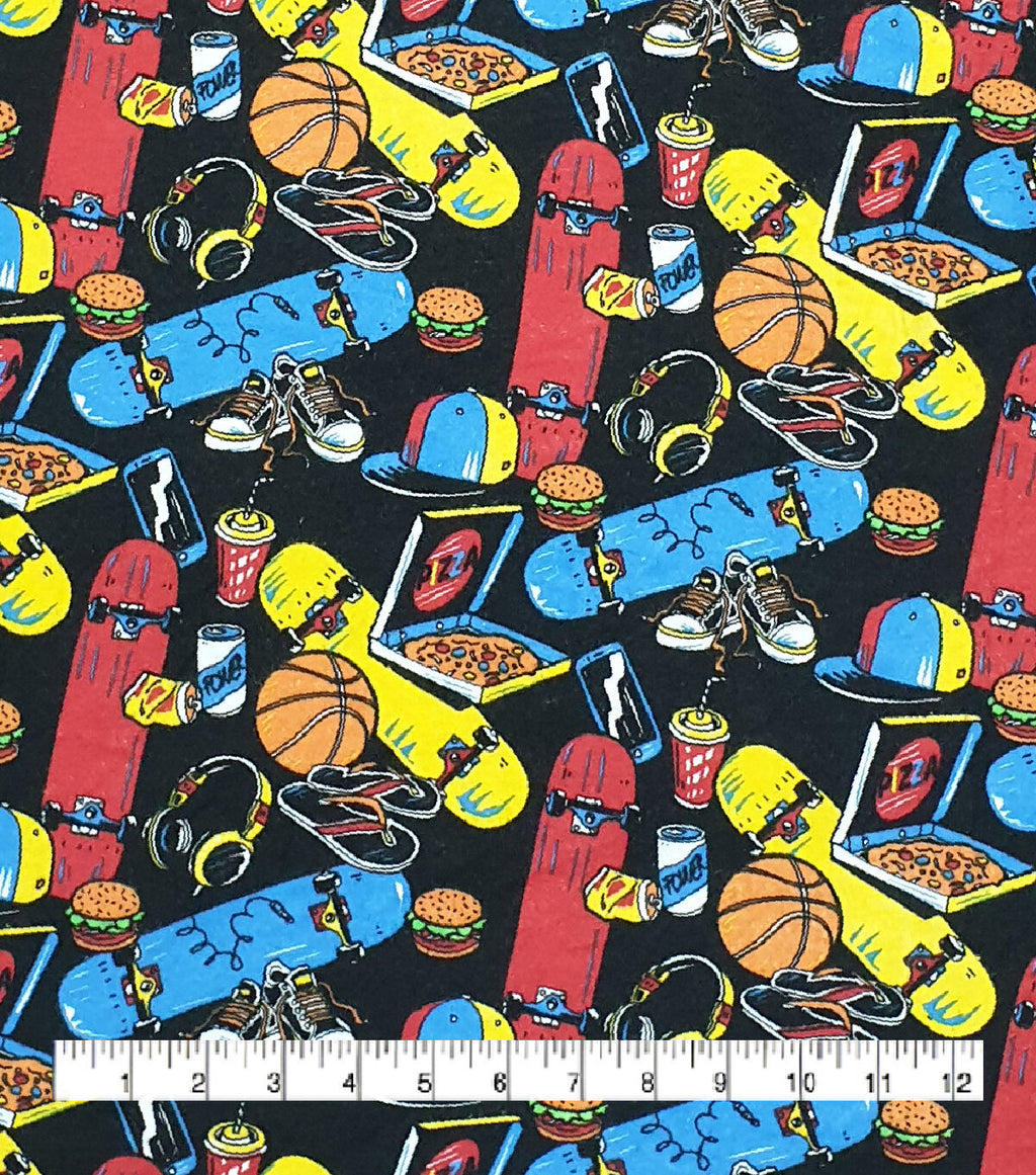 Skateboard Super Snuggle Flannel Fabric