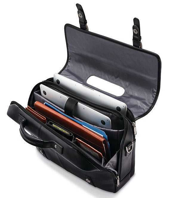 Classic Leather Flapover Briefcase