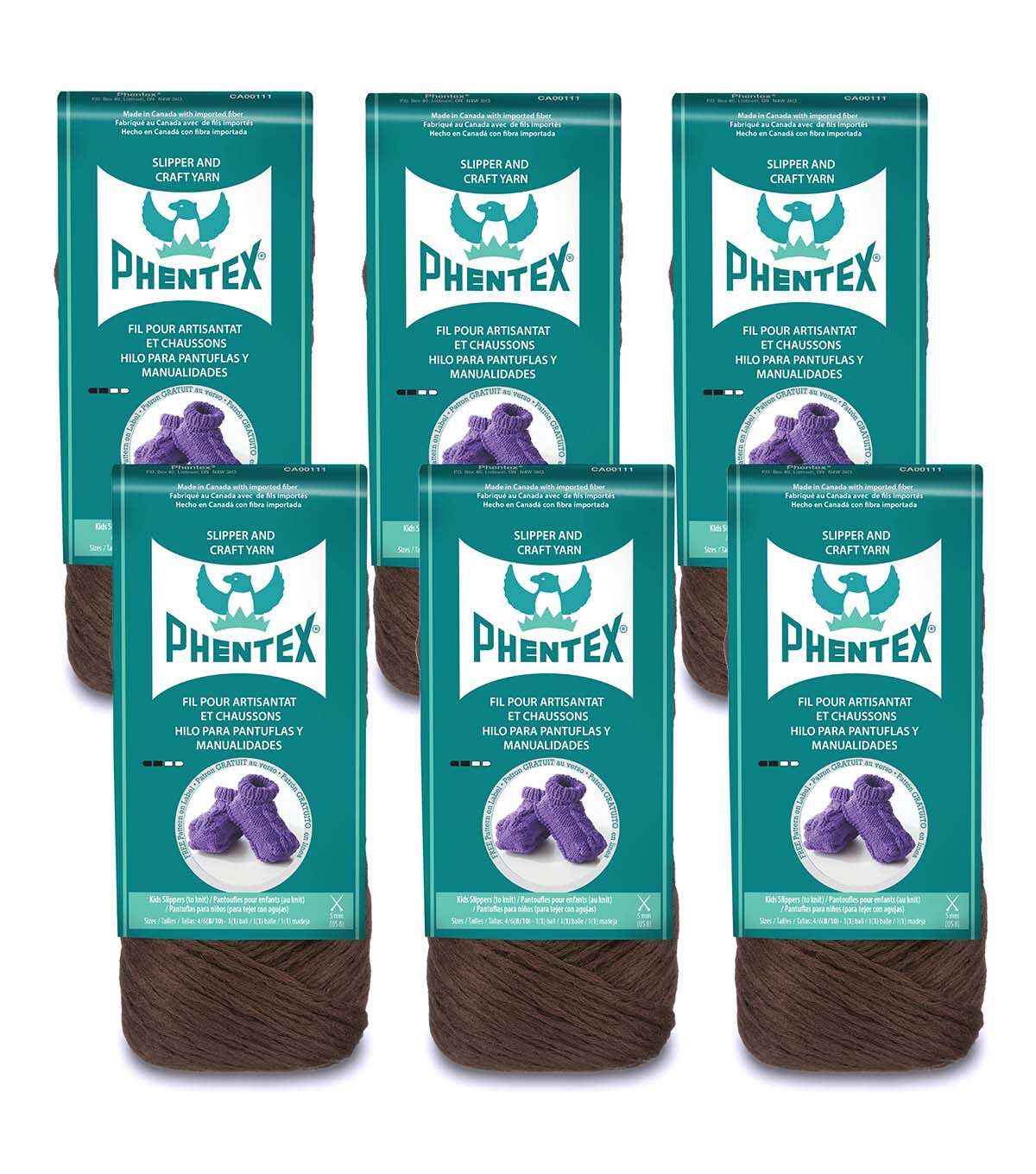 Phentex Slipper & Craft 164yds Worsted Olefin Yarn 6 Bundle