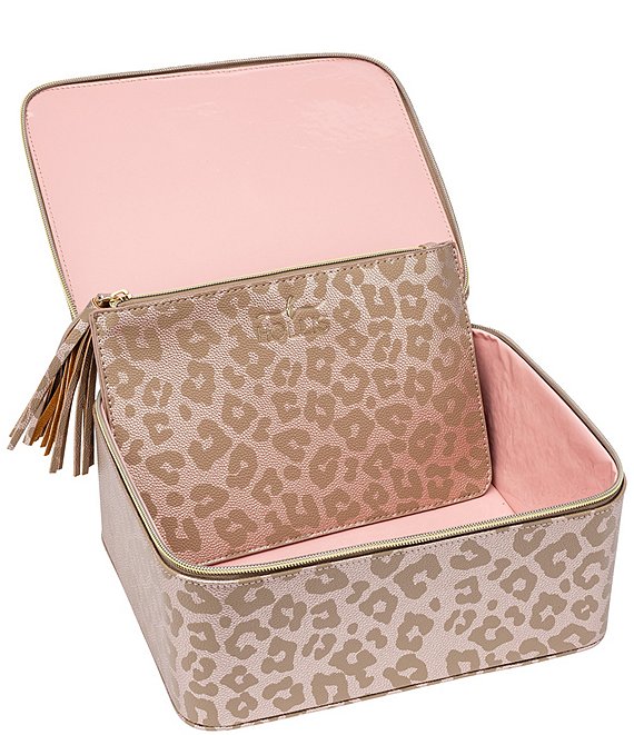 Jett Setter Vegan Leather Leopard Makeup Bag