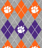 Clemson College Fleece Fabric Heather Argyle