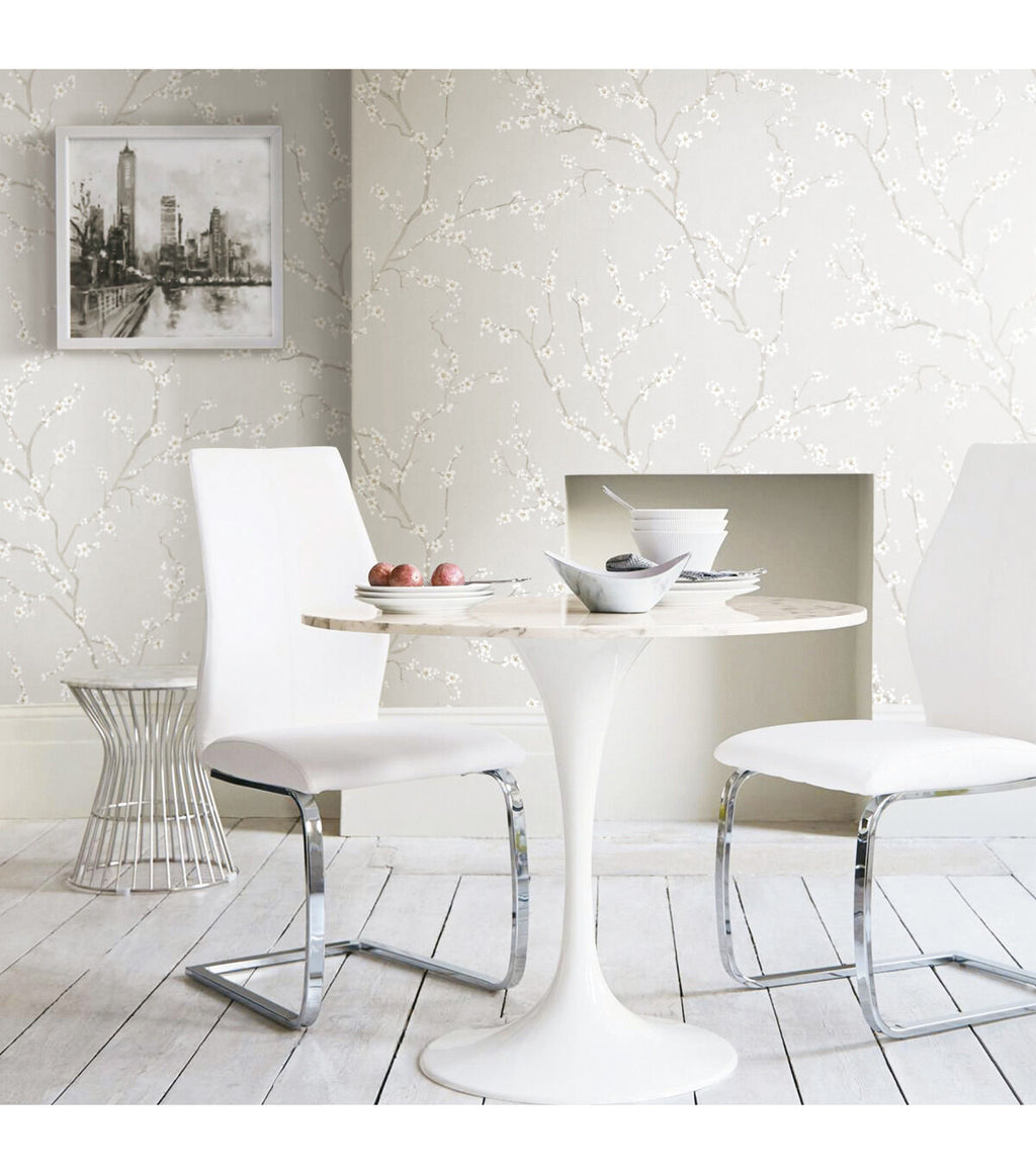 RoomMates Wallpaper Grey Cherry Blossom