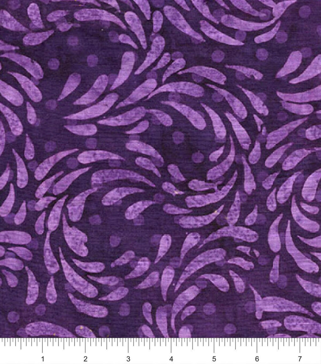 Purple Petal Swirls Batik Cotton Fabric