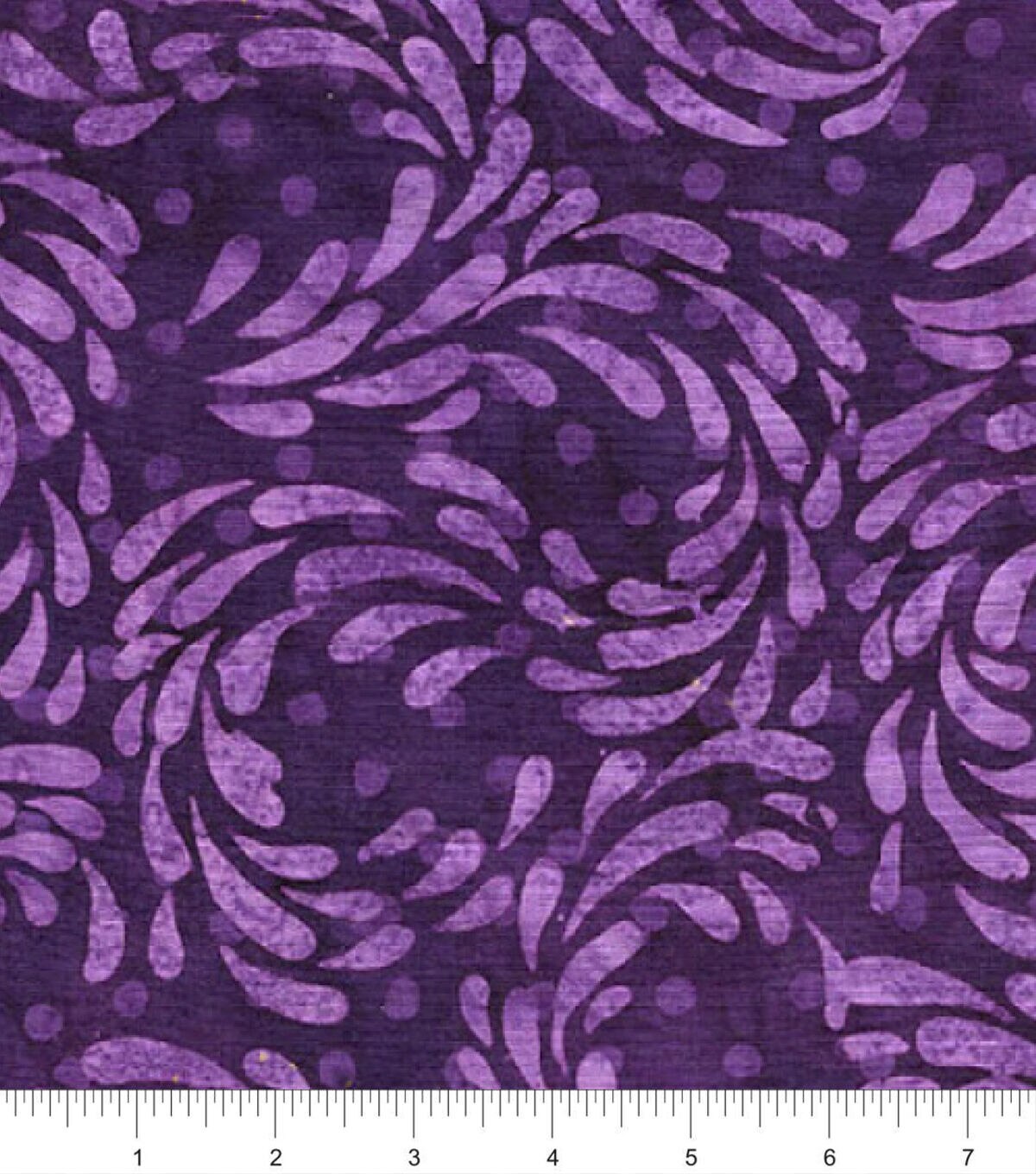 Purple Petal Swirls Batik Cotton Fabric