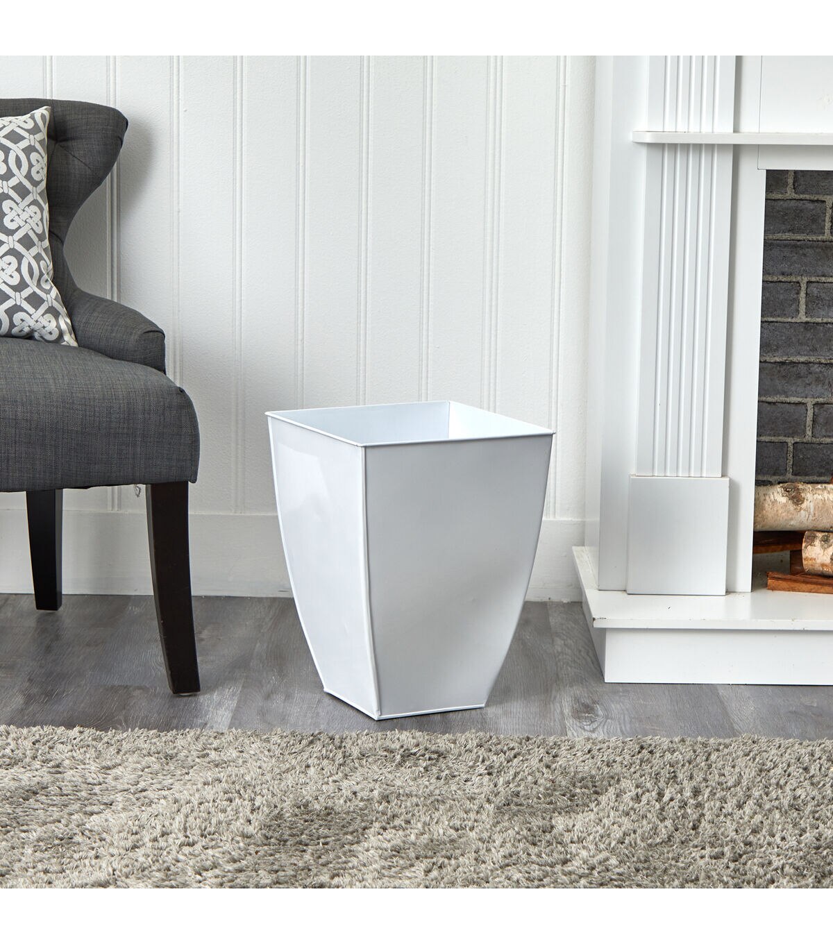 Nearly Natural 15 White Square Tin Planter