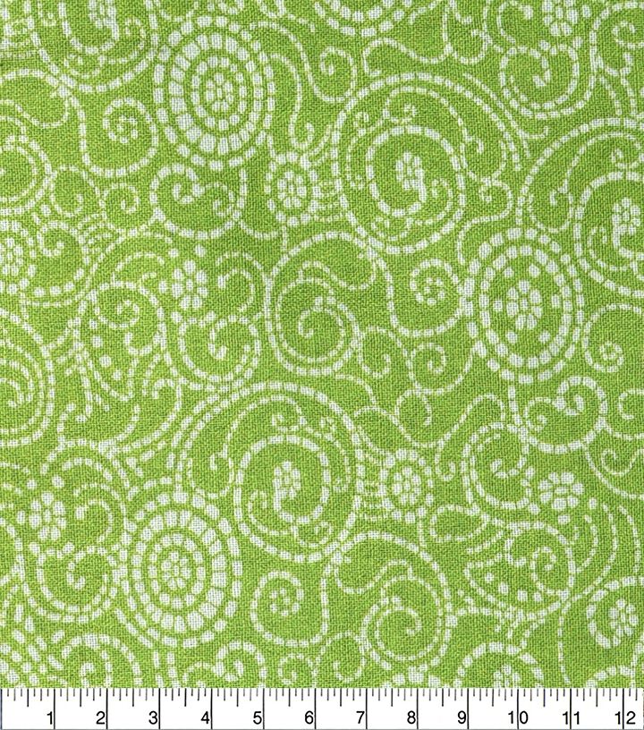 18 x 21 Scroll on Green Cotton Fabric Quarter 1pc by Keepsake Calico
