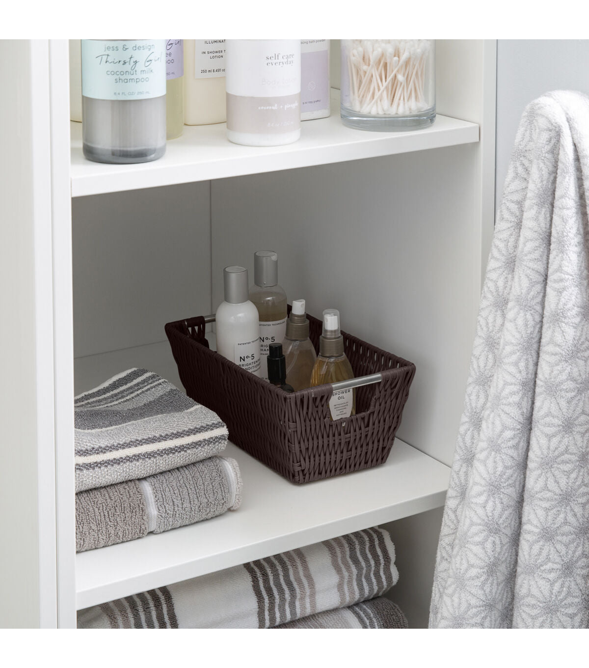 Simplify 11 x 6.5 Rattan Shelf Storage Basket