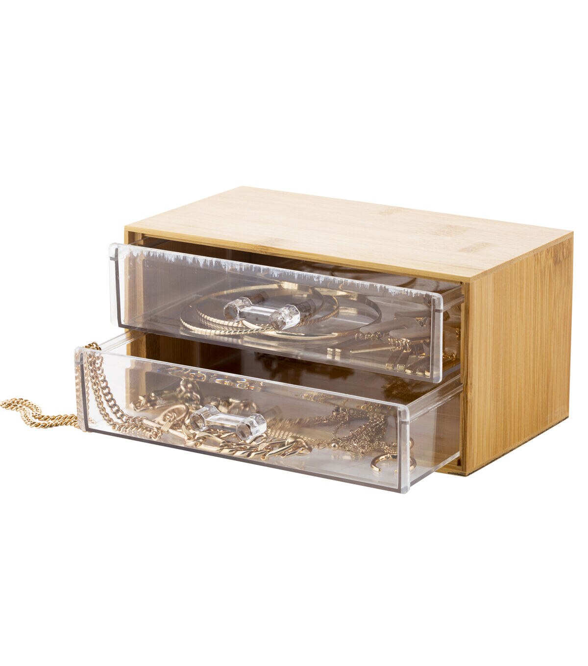 Simplify 7 Cosmetic & Jewelry 2 Drawer Bamboo Storage Chest