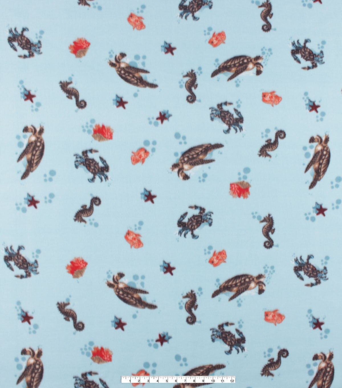 Sea Life on Blue Anti Pill Fleece Fabric