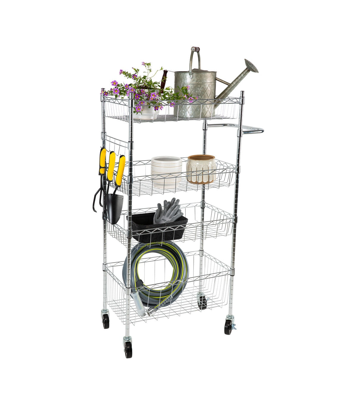 Organize It All 47 Silver 4 Tier Rolling Utility Cart With Baskets