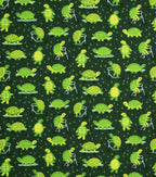 Green Playful Turtles Novelty Cotton Fabric